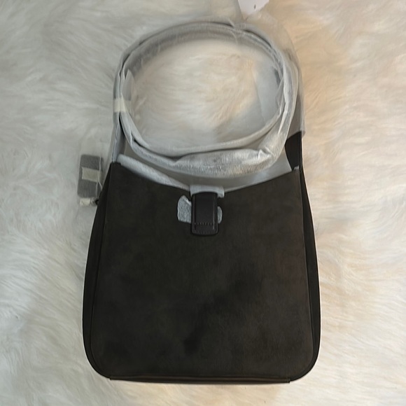 Coach Espresso/Silver Suede Shoulder Bag - Picture 2 of 3